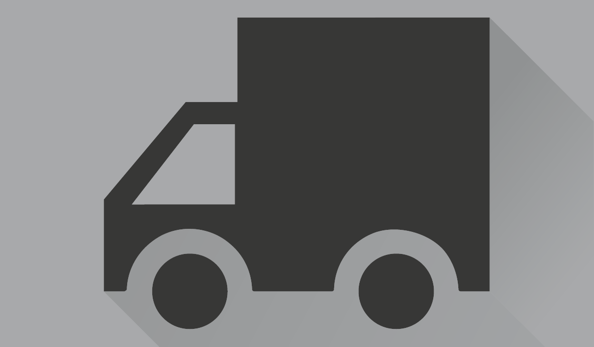 Piktogramm einer Lieferwagens auf grauem Hintergrund. 